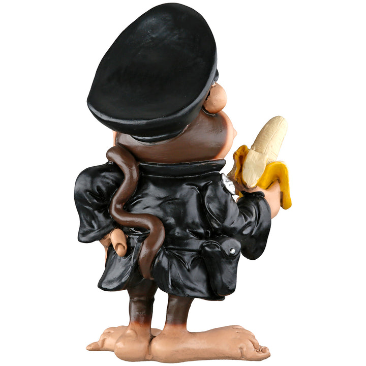 Dekofigur Affe als Polizist – witzige Kunstharz Figur mit Banane