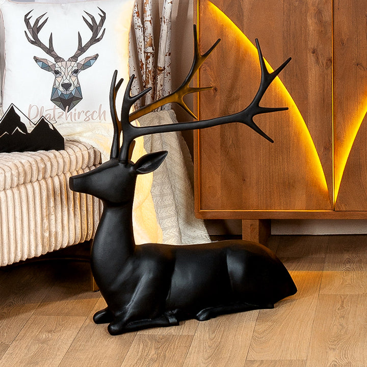 Figur Hirsch Ciervo – dekorative Hirschfigur aus Aluminium in Schwarz
