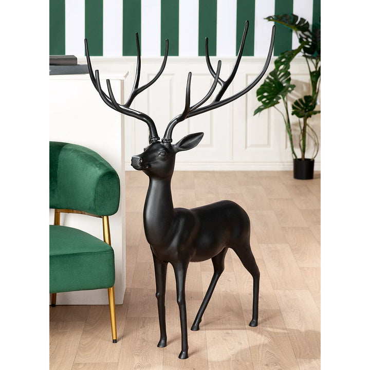 Figur Hirsch Ciervo – dekorative Hirschfigur aus Aluminium in Schwarz