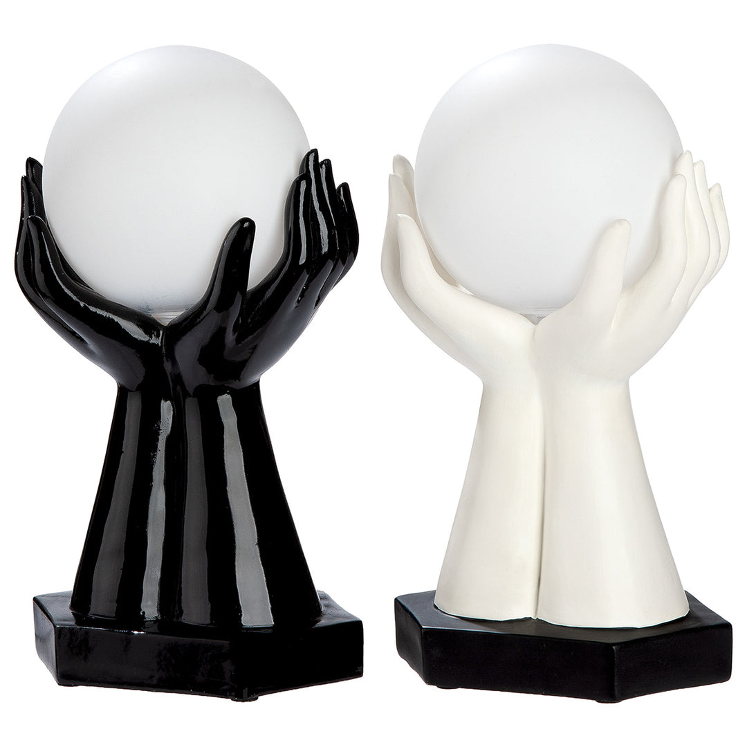 Tischleuchte LED Hände „Cleo“ 2er Set dekorative Design Lampen in Schwarz und Weiß mit Kugellicht