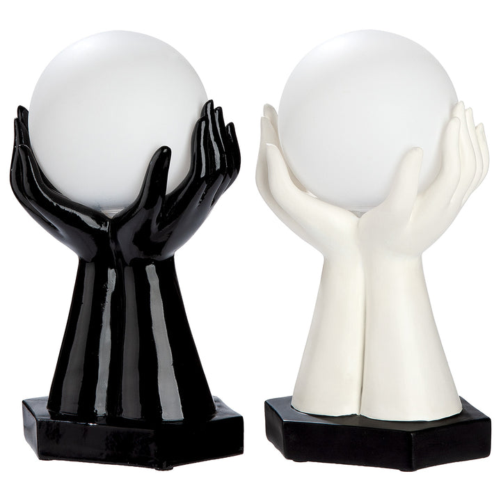 Tischleuchte LED Hände „Cleo“ 2er Set dekorative Design Lampen in Schwarz und Weiß mit Kugellicht