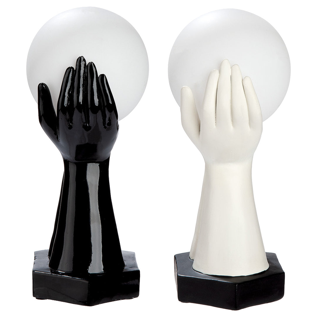 Tischleuchte LED Hände „Cleo“ 2er Set dekorative Design Lampen in Schwarz und Weiß mit Kugellicht
