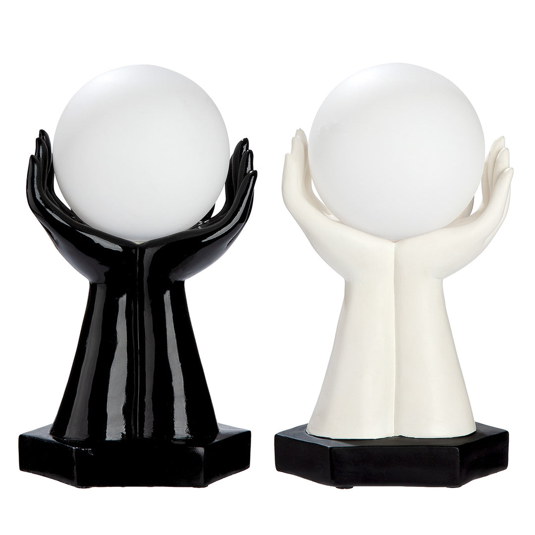 Tischleuchte LED Hände „Cleo“ 2er Set dekorative Design Lampen in Schwarz und Weiß mit Kugellicht