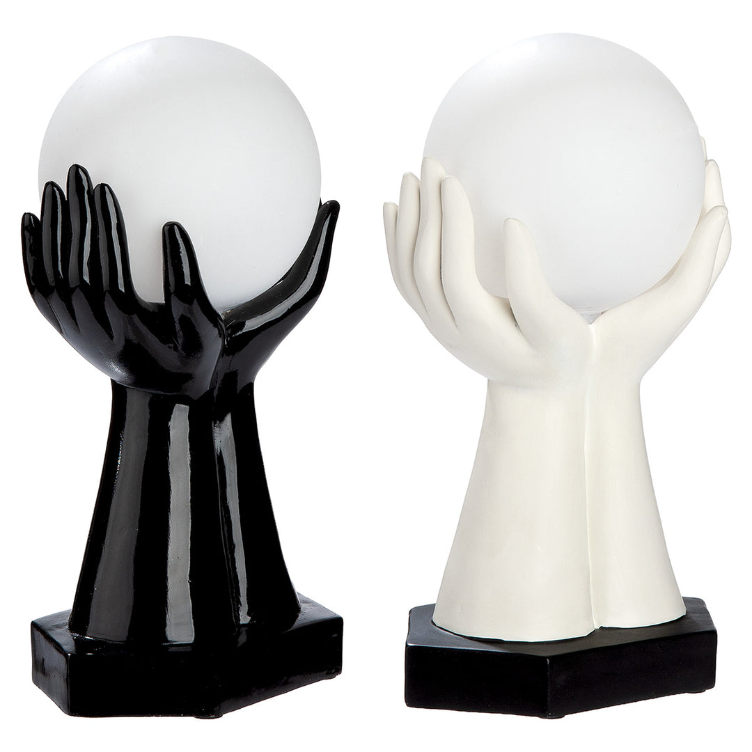 Tischleuchte LED Hände „Cleo“ 2er Set dekorative Design Lampen in Schwarz und Weiß mit Kugellicht