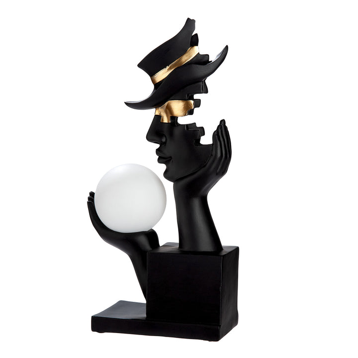 Tischleuchte LED Hand Kopf „Mystique“ dekorative Design Lampe in Schwarz mit Kugellicht