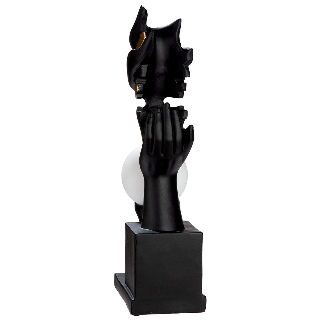 Tischleuchte LED Hand Kopf „Mystique“ dekorative Design Lampe in Schwarz mit Kugellicht