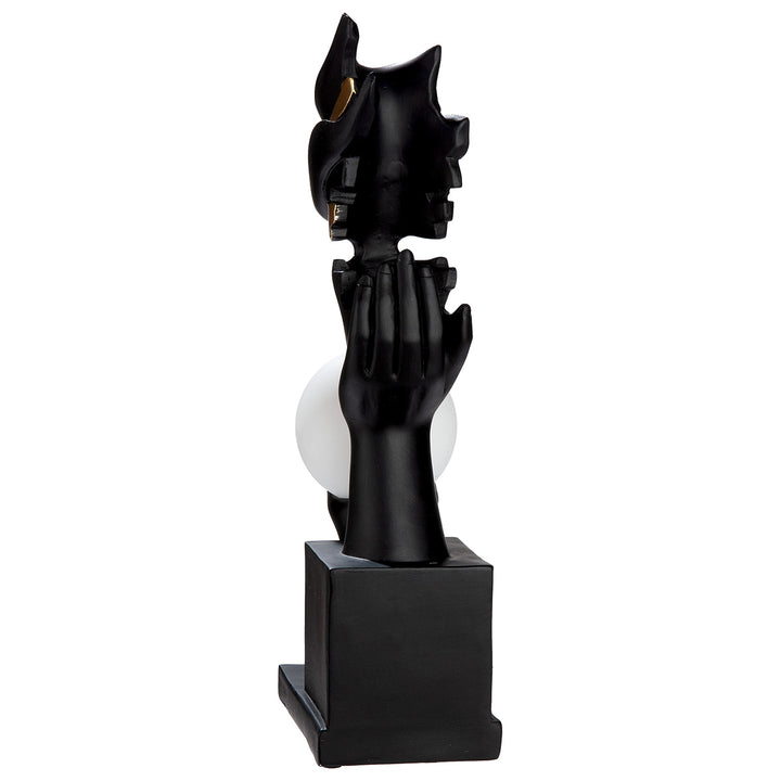 Tischleuchte LED Hand Kopf „Mystique“ dekorative Design Lampe in Schwarz mit Kugellicht