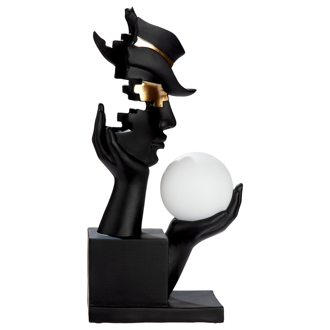 Tischleuchte LED Hand Kopf „Mystique“ dekorative Design Lampe in Schwarz mit Kugellicht