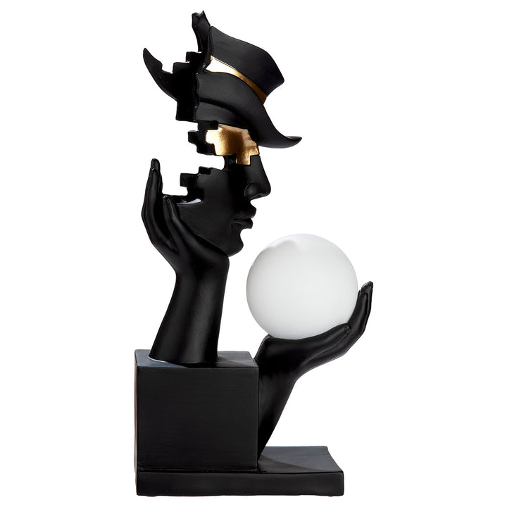 Tischleuchte LED Hand Kopf „Mystique“ dekorative Design Lampe in Schwarz mit Kugellicht