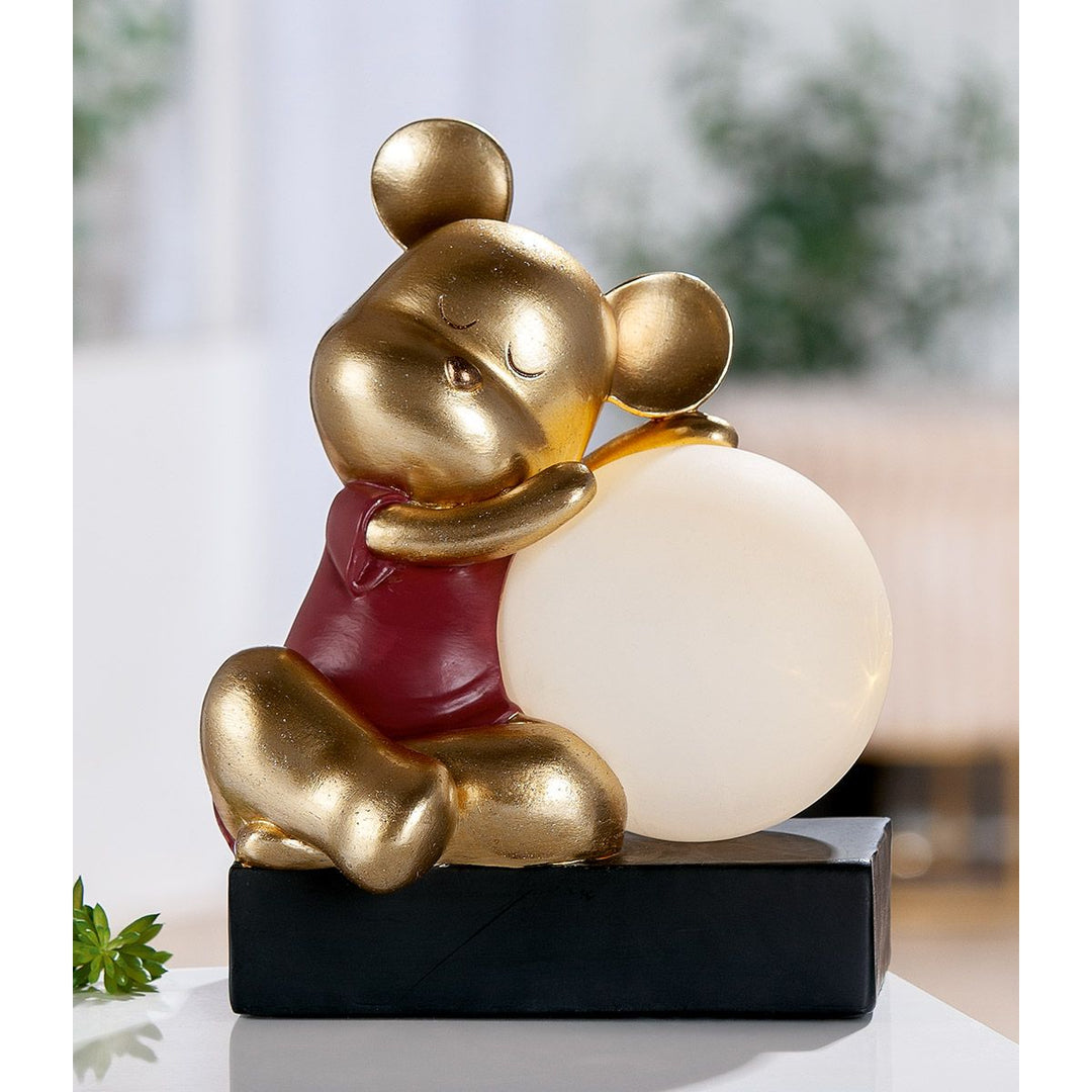 Tischleuchte LED Bär „Helen“ dekorative Design Lampe in Gold mit Kugellicht