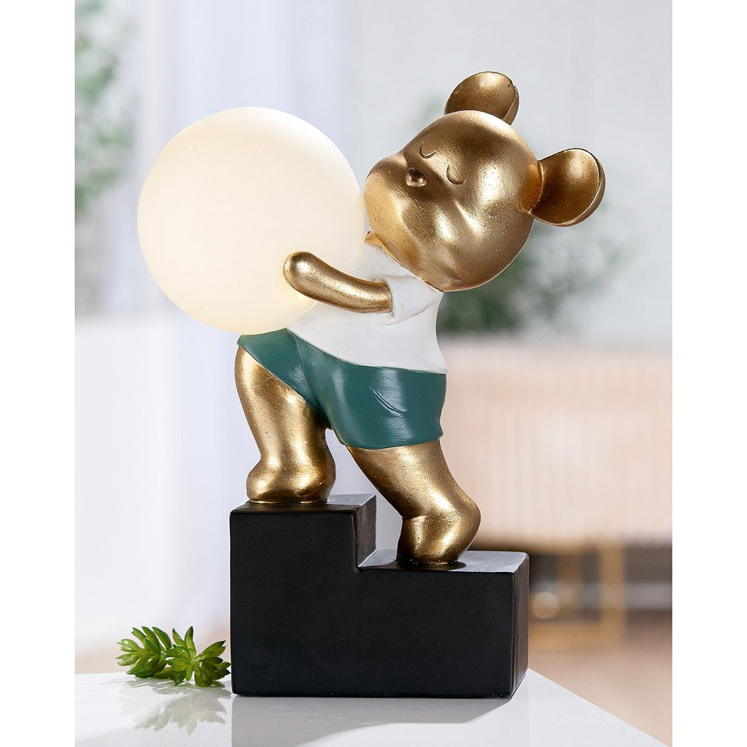 Tischleuchte (LED) Bär „Howard“ – dekorative Design Lampe in Gold mit Kugellicht