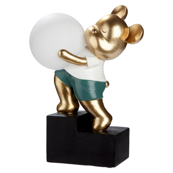 Tischleuchte (LED) Bär „Howard“ – dekorative Design Lampe in Gold mit Kugellicht