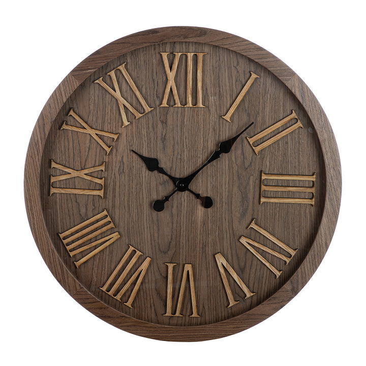 Wanduhr Wendell – große Vintage Wanduhr aus MDF in Braun