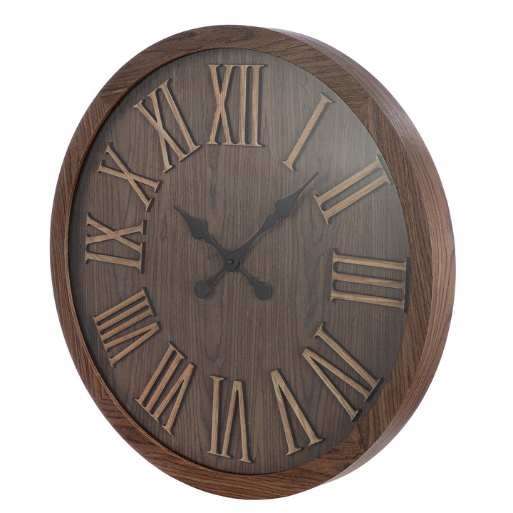 Wanduhr Wendell – große Vintage Wanduhr aus MDF in Braun
