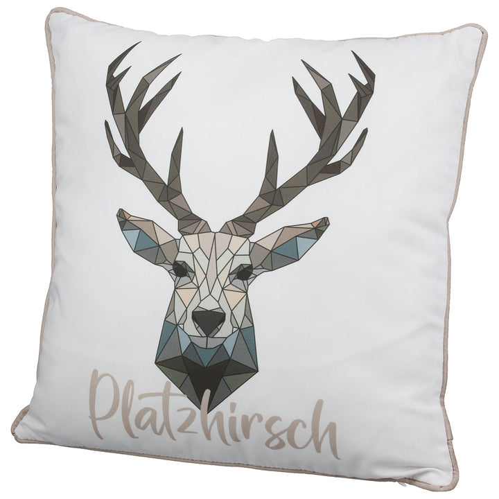 Kissen Othello – dekoratives Hirschkissen „Platzhirsch“ in Creme