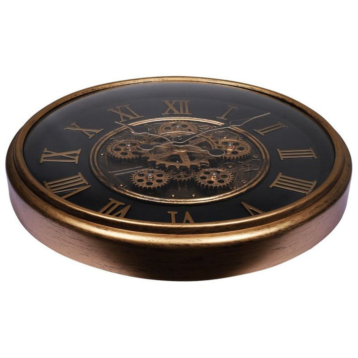 Skelett Wanduhr Industrial Vintage – elegante Wanduhr mit Zahnrad Design in Roségold und Schwarz