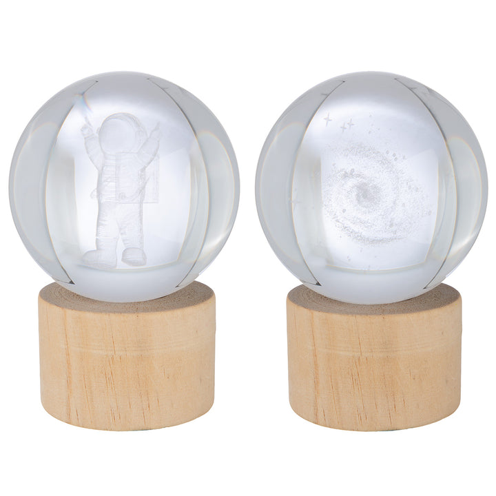 Dekoobjekt LED Kugel Galactica – stilvolle Kristallkugel mit LED Leuchtsockel im 2er Set