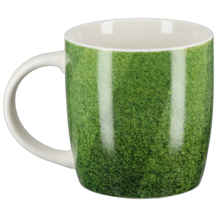 Tasse Fußball „Herzrasen kann man nicht mähen“ – 2er Set Porzellan Becher Fußball Grün
