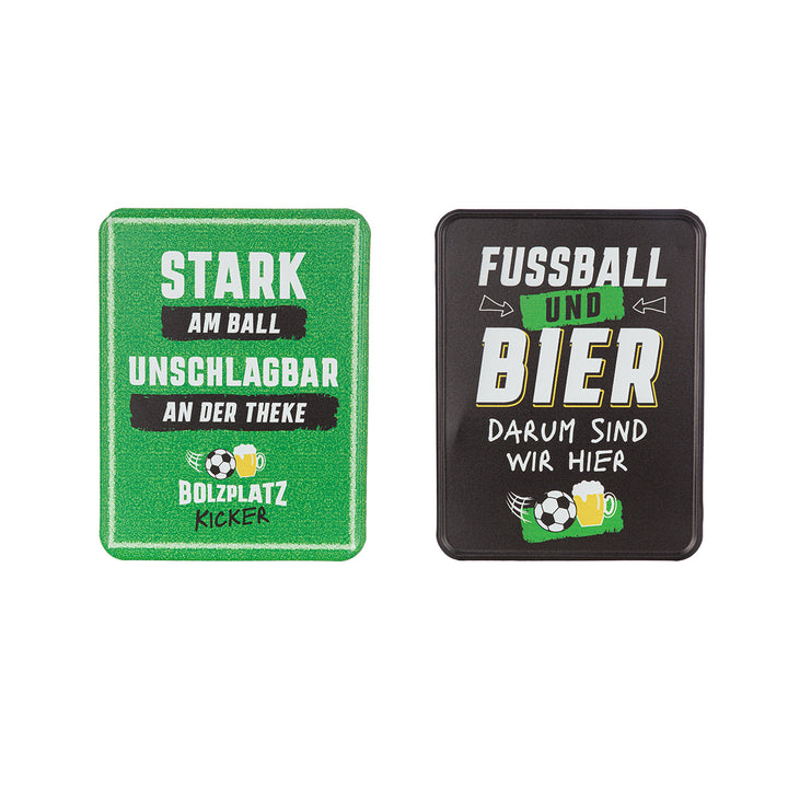 Metallschild Fußball – 2er Set Fußball Deko Schild für Partykeller und Bar
