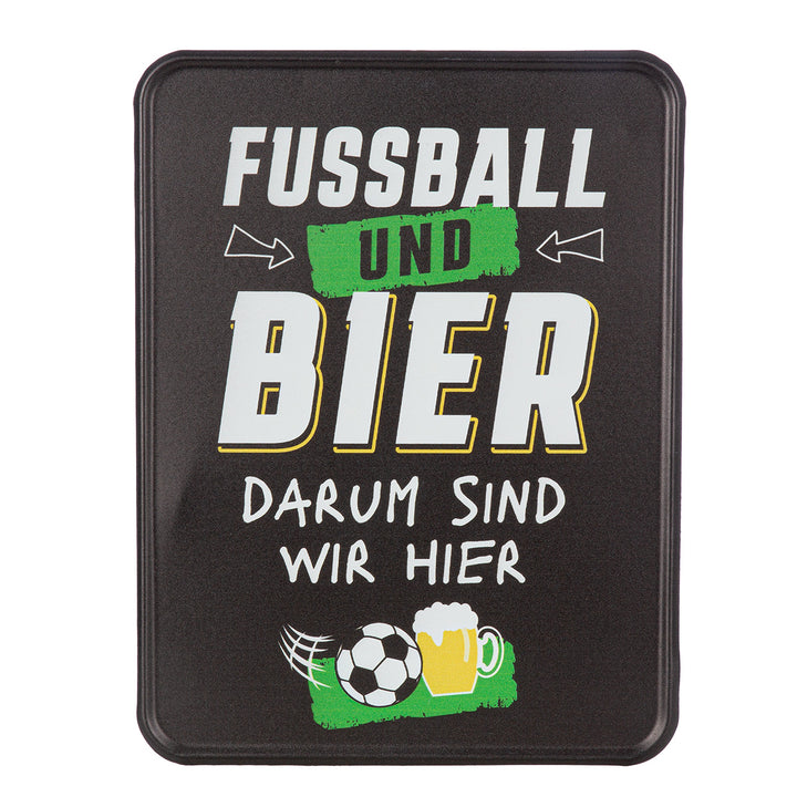 Metallschild Fußball – 2er Set Fußball Deko Schild für Partykeller und Bar