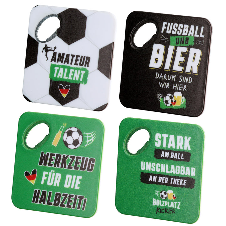 Flaschenöffner Fußball Set – 4er Set Flaschenöffner mit Fußball Motiven
