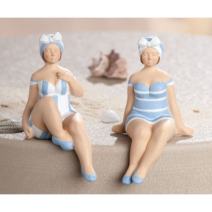 Kantensitzerfigur Badenixe Becky – maritime Dekofigur im 2er Set