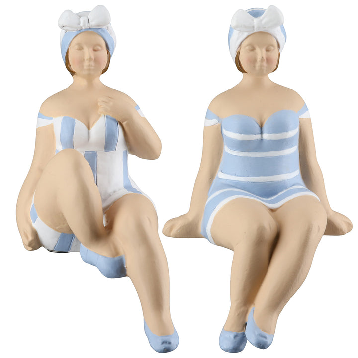 Kantensitzerfigur Badenixe Becky – maritime Dekofigur im 2er Set