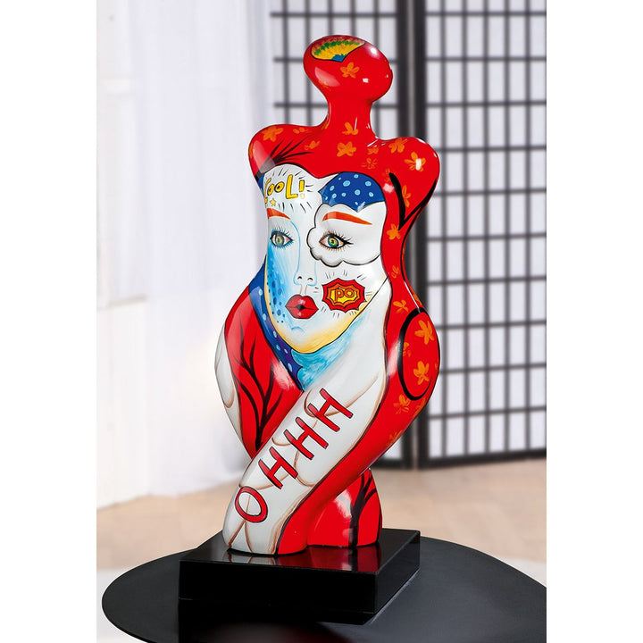 Figur Femme – handbemalte Design Skulptur mit Marmorsockel