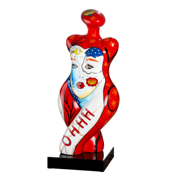 Figur Femme – handbemalte Design Skulptur mit Marmorsockel