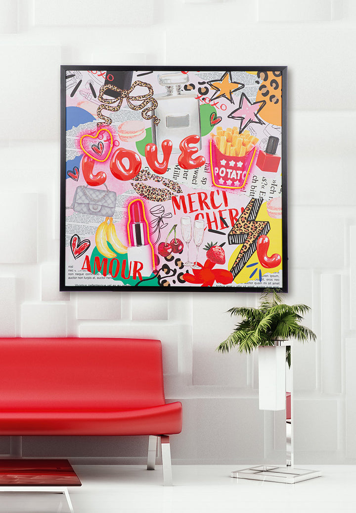 LED Bild OOH LALA – quadratisches Leinwandbild im modernen Pop Art Design