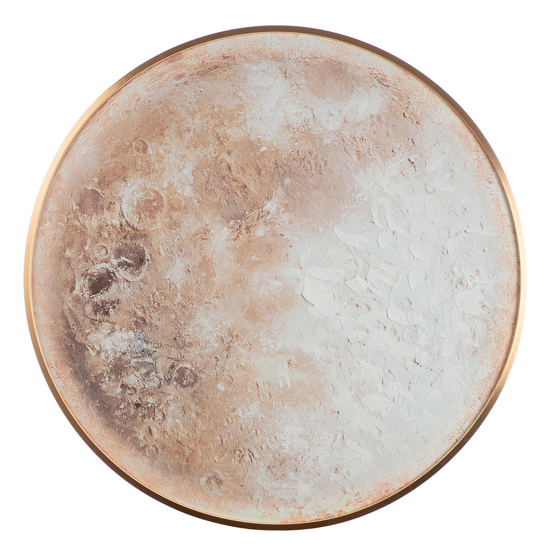 LED Bild Moon – rundes Leinwandbild mit stimmungsvollem Lichtrand in Roségold