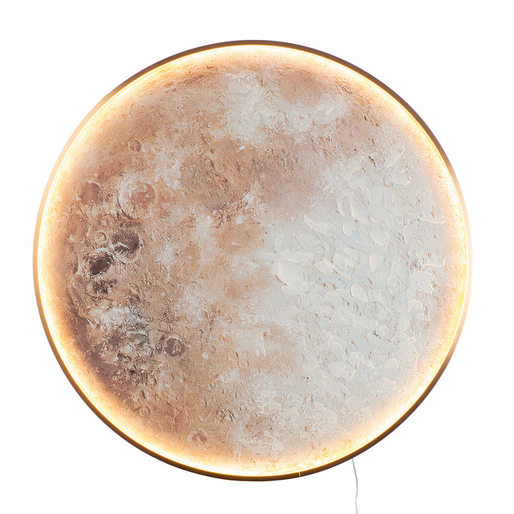 LED Bild Moon – rundes Leinwandbild mit stimmungsvollem Lichtrand in Roségold