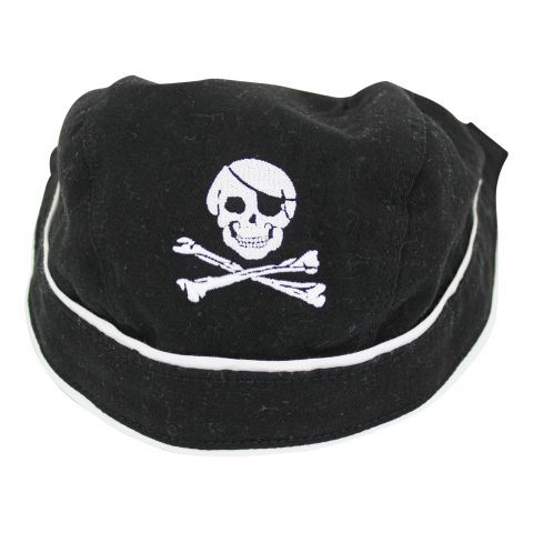 Piraten Cap Schwarz – Piratenkopftuch aus Baumwolle mit Totenkopf Stickerei