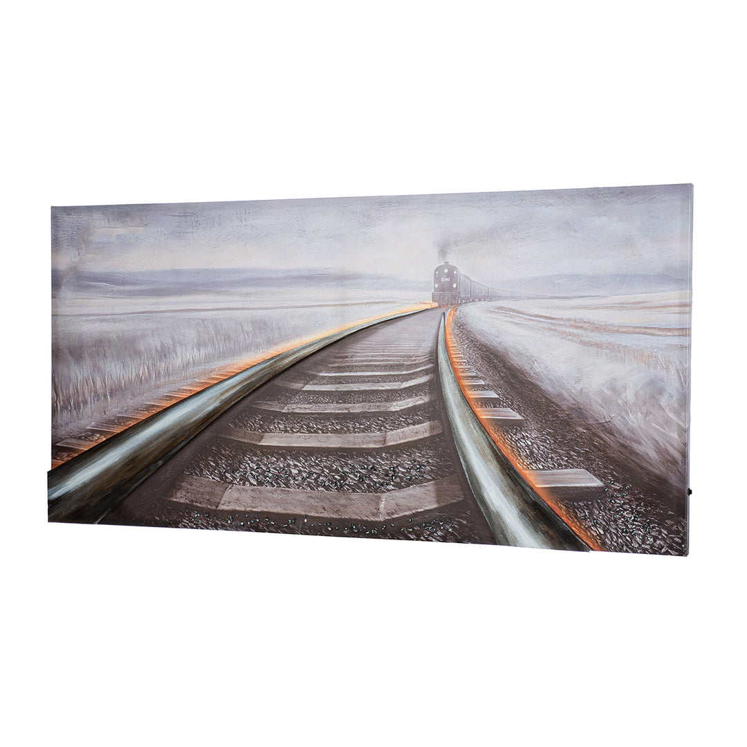LED Bild Railroad – modernes Leinwandbild mit Zugmotiv und Lichteffekt