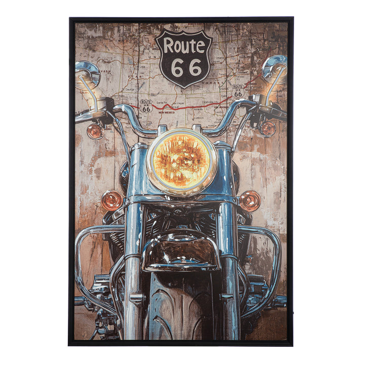 LED Bild Motorcycle – rechteckiges Leinwandbild mit beleuchtetem Motorradmotiv