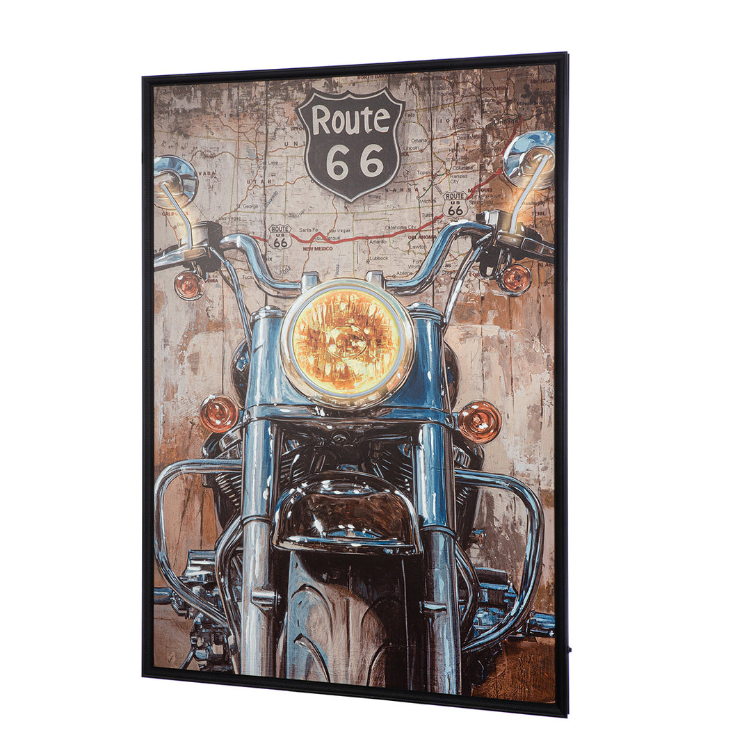 LED Bild Motorcycle – rechteckiges Leinwandbild mit beleuchtetem Motorradmotiv
