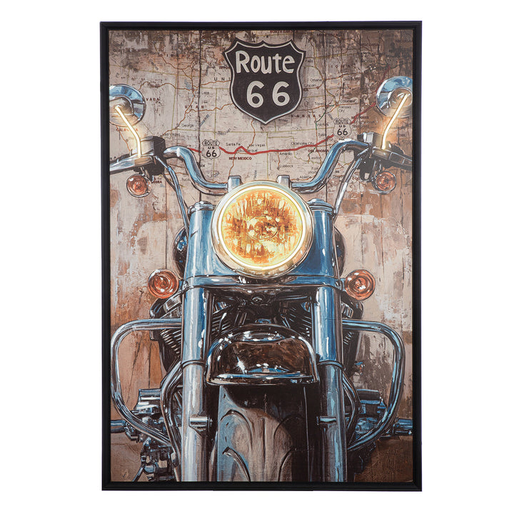 LED Bild Motorcycle – rechteckiges Leinwandbild mit beleuchtetem Motorradmotiv