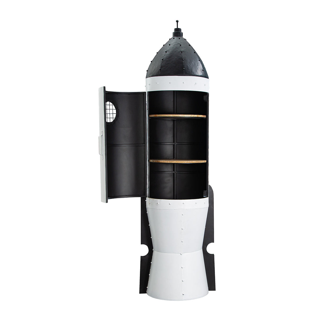 Schrank Rakete Houston – außergewöhnlicher Design Schrank aus Metall in Weiß Schwarz