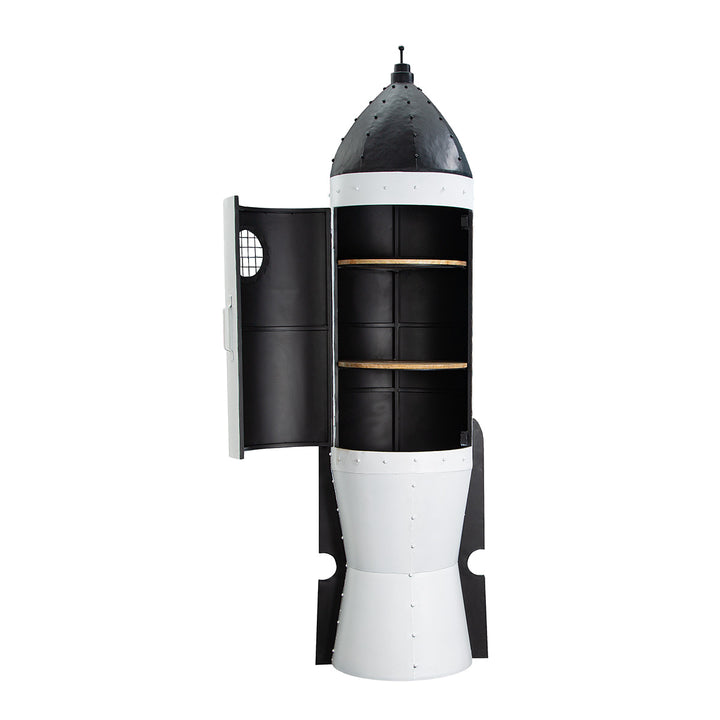 Schrank Rakete Houston – außergewöhnlicher Design Schrank aus Metall in Weiß Schwarz