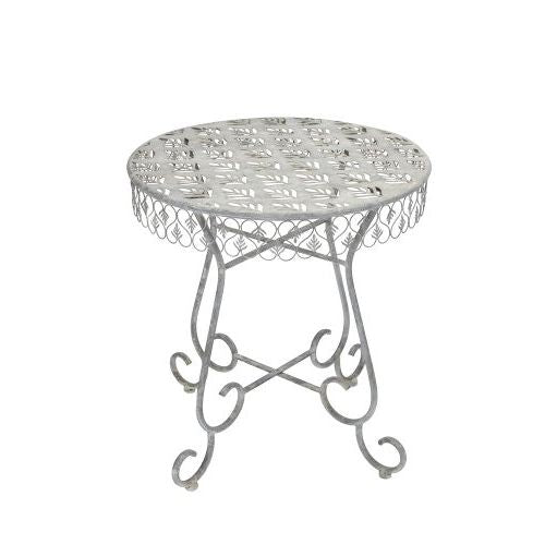 Gartentisch rund 71 cm – dekorativer Metalltisch aus Eisen in Grau