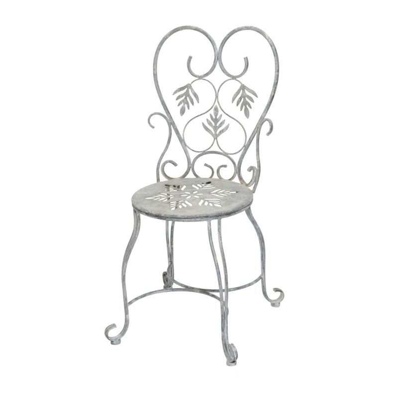 Gartenstuhl 2er Set 92,5 cm – romantische Metallstühle aus Eisen in Grau