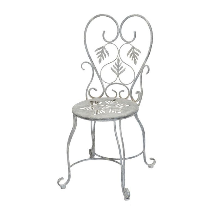 Gartenstuhl 2er Set 92,5 cm – romantische Metallstühle aus Eisen in Grau