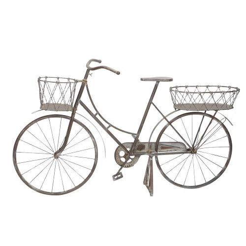 Deko Fahrrad Eisen dunkelbraun Vintage Gartendeko mit Körben 149 cm