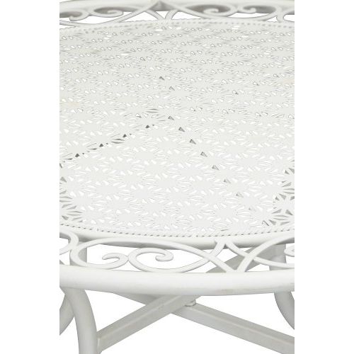 Gartentisch rund 70 cm – eleganter Metalltisch aus Eisen in Creme