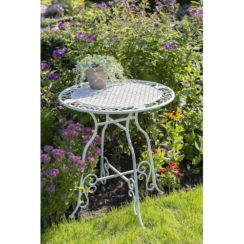 Gartentisch rund 70 cm – eleganter Metalltisch aus Eisen in Creme