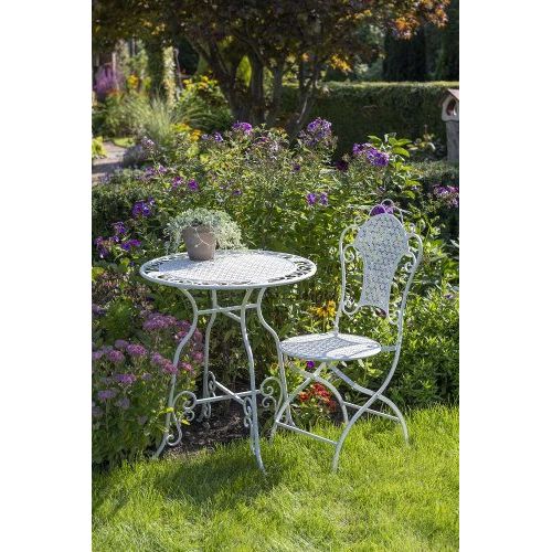 Gartentisch rund 70 cm – eleganter Metalltisch aus Eisen in Creme