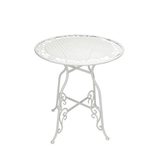 Gartentisch rund 70 cm – eleganter Metalltisch aus Eisen in Creme