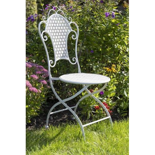 Gartenstuhl 2er Set 102 cm – elegante Metallstühle aus Eisen in Creme