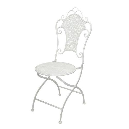 Gartenstuhl 2er Set 102 cm – elegante Metallstühle aus Eisen in Creme