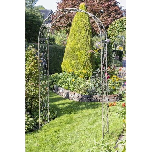 Rosenbogen 225 cm – dekorativer Gartenbogen aus Eisen in Braun Grün